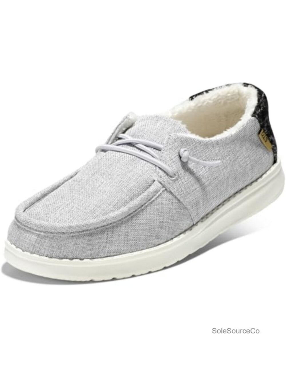 Womens Fur Lined Slip On Loafers Orthopedic Comfort Canvas Shoes